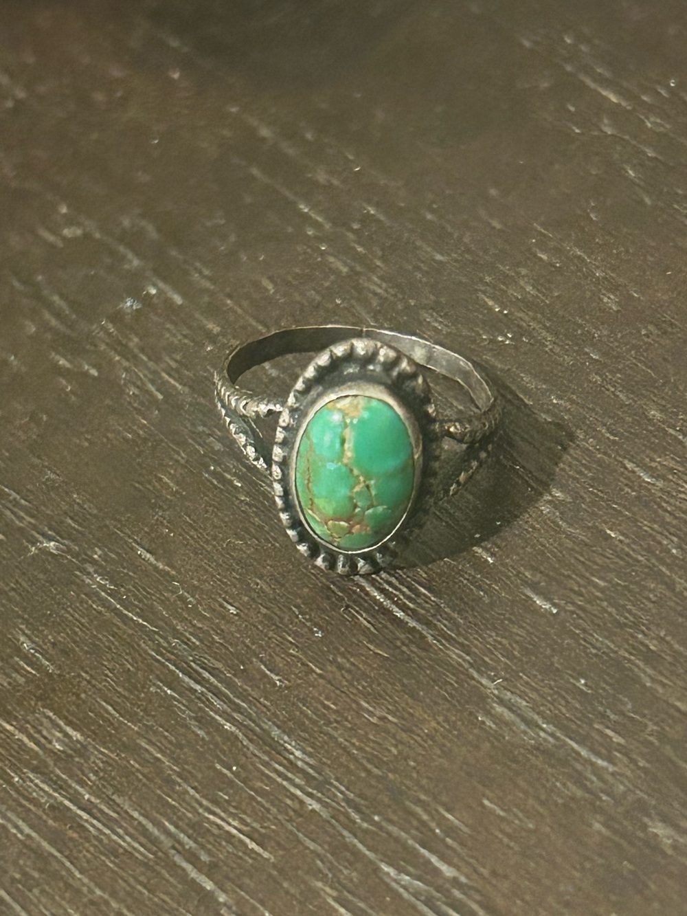 Sterling-Style Turquoise Oval Stone Ring